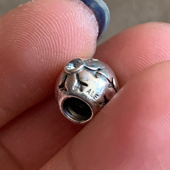 Retired Pandora Aqua Snowflake CZ Winter Bead Charm Christmas Snow EUC - Picture 3 of 7